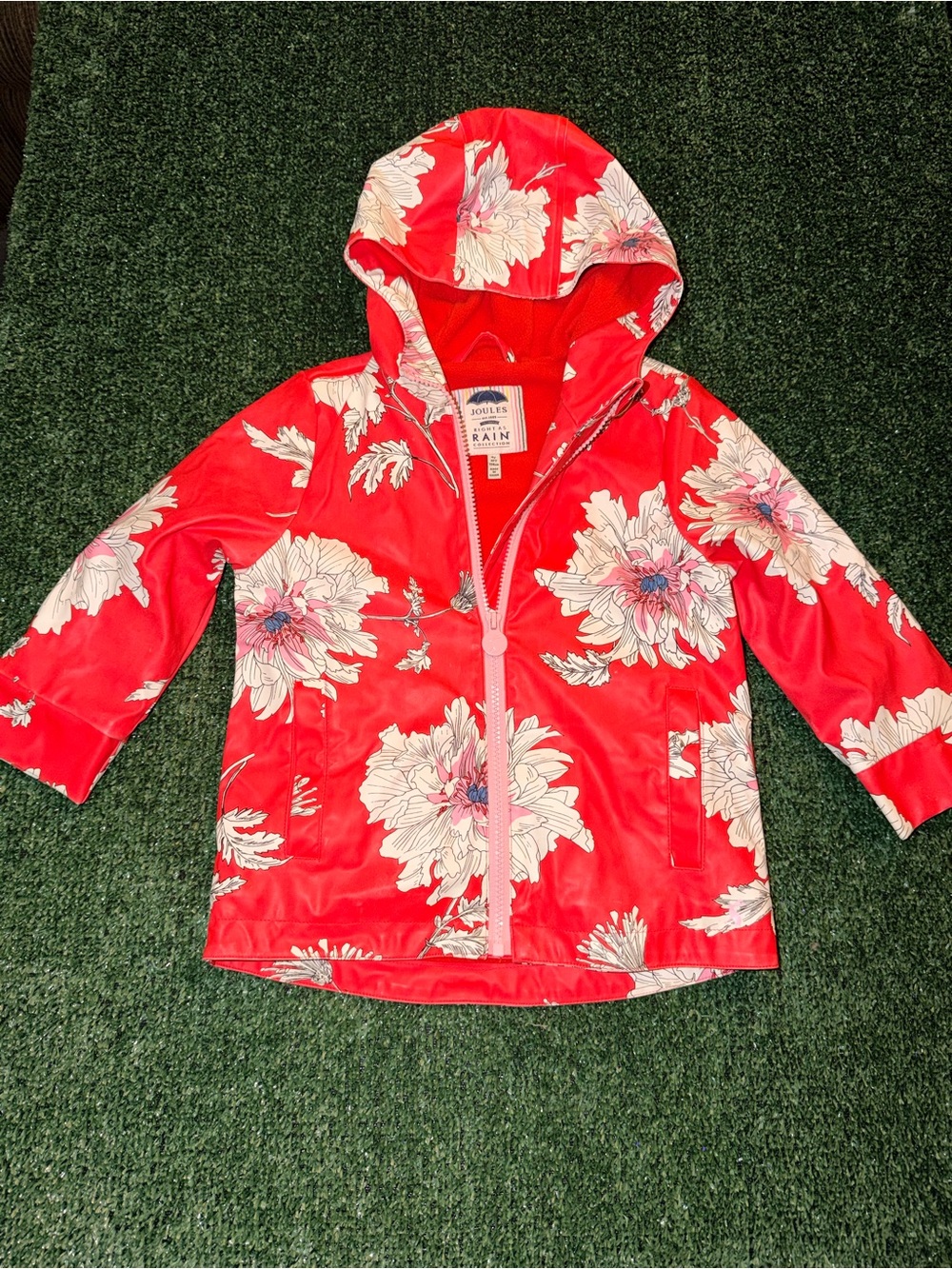 Joules Red Floral Rain Jacket 4yrs